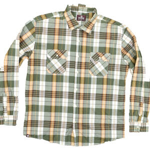Akademiks Men's 3XL Button Shirt Long Sleeve Plaid Multicolor Roll up Plaid Cott